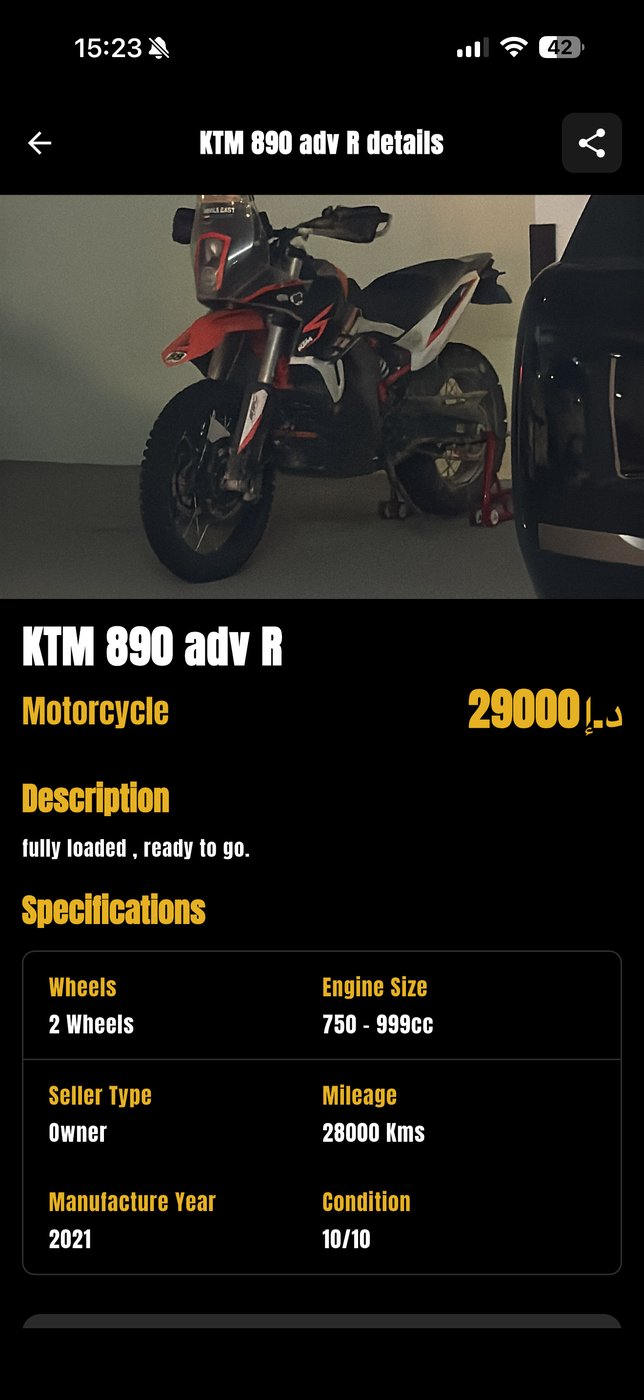 Marketplace bike listing