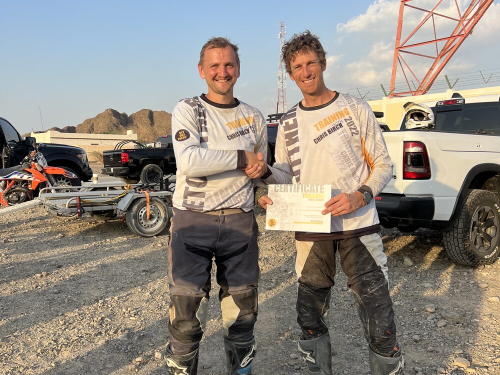 Rider receiving a Chris Birch training certificate